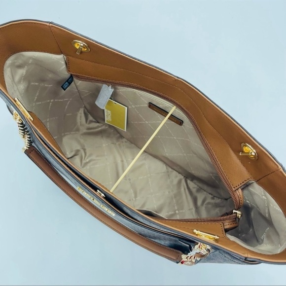 Michael Kors Large X Chain Shoulder Tote Bag Brown - Picture 9 of 13